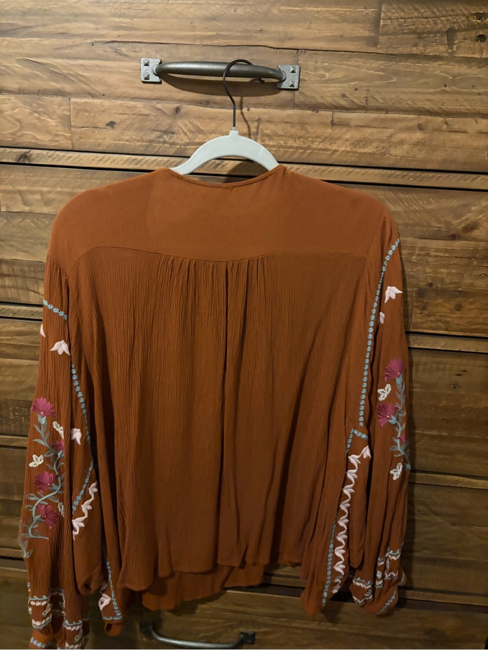 Embroidered Rust Boho Tunic Top - Picture 2 of 2